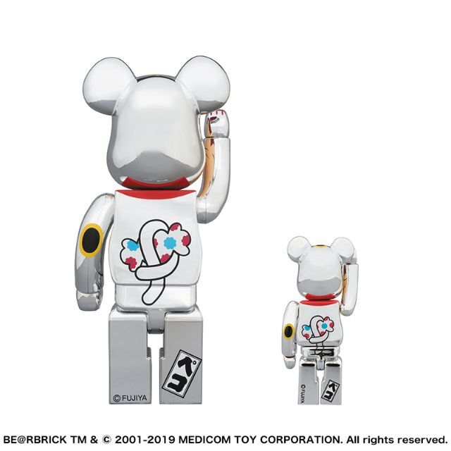 MEDICOM TOY(メディコムトイ)のBE@RBRICK 招き猫 ペコちゃん 銀メッキ 100% & 400% エンタメ/ホビーのフィギュア(その他)の商品写真