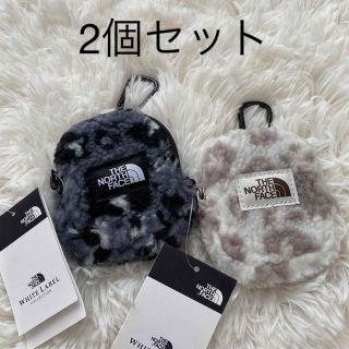 ザノースフェイス(THE NORTH FACE)のノースフェイス モコモコ レオパード柄 ミニポーチ ブラック アイボリー(ポーチ)