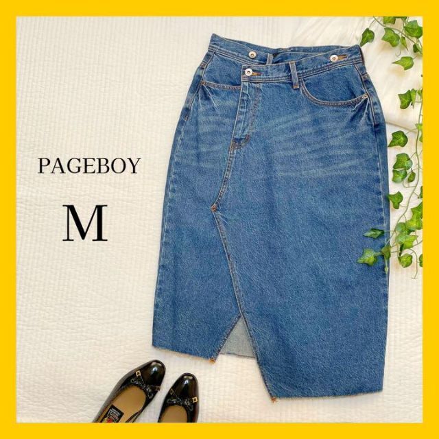 PAGEBOY(ページボーイ)のPAGEBOY ページボーイ デニム スカート アシンメトリー 膝丈 匿名配送 レディースのスカート(ひざ丈スカート)の商品写真