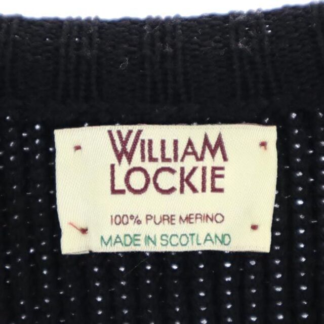 ウィリアムロッキー ニット 36 ブラック系 WILLIAM LOCKIE 長袖 セーター エルボーパッチ メンズ 古着 221111