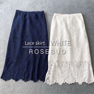 ローズバッド(ROSE BUD)のROSE BUD レース スカート 膝丈＊マーキュリーデュオ snidel(ひざ丈スカート)