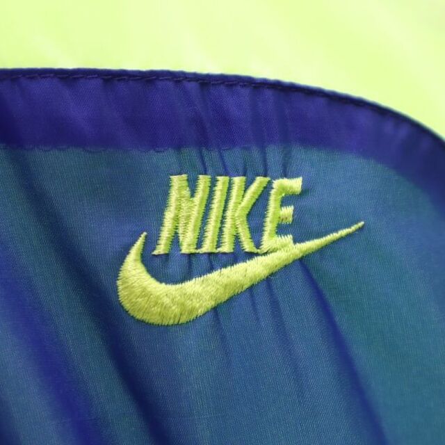 90s ナイキ ウインドブレーカー M ネオンイエローｘ青ｘ白 NIKE スポーツ ジャケット 裏メッシュ メンズ 【R221110】 4