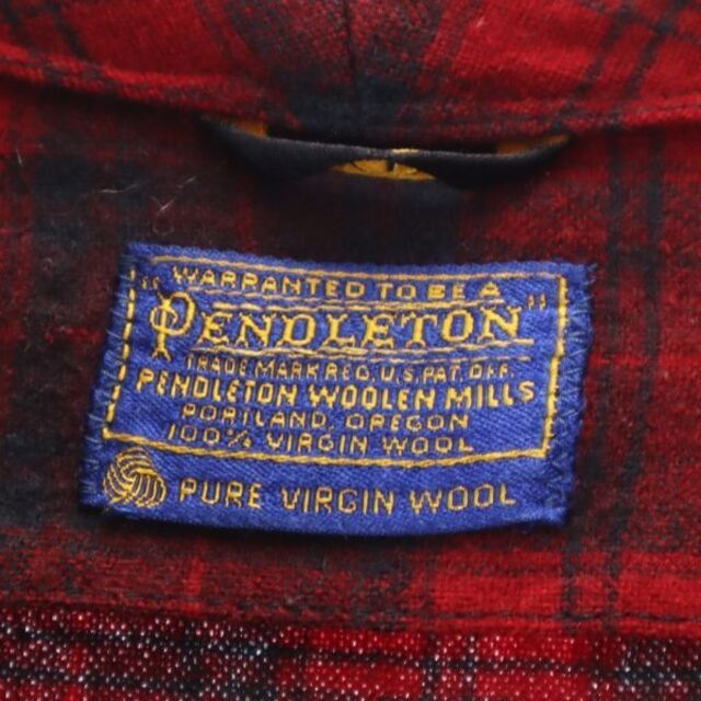 PENDLETON - 70s ペンドルトン チェック柄 ウールコート L 赤系