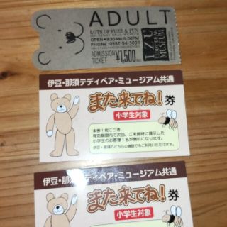 伊豆•那須テディベアミュージアム共通小学生無料券2枚セット、伊豆テディベアミュー(美術館/博物館)