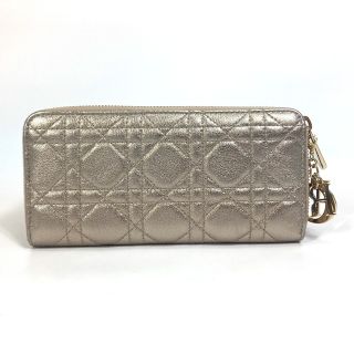 ディオール(Dior)のディオール Dior カナージュ レディディオール LADY DIOR VOYAGEUR S0007OWEC_M10L チャーム付き ラウンドファスナー 長財布 ゴールド(財布)