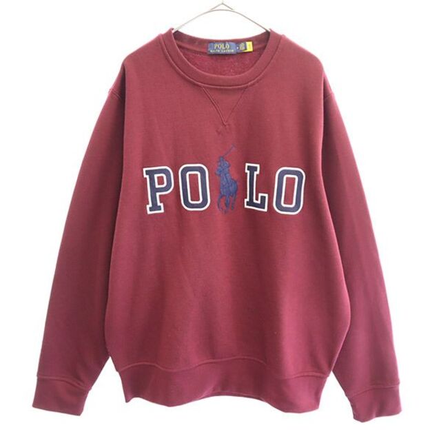 POLO RALPH LAUREN(ポロラルフローレン)のポロラルフローレン Vガゼット 刺_ 長袖スウェット M レッド POLO RALPH LAUREN トレーナー メンズ 【中古】  【221125】 メンズのトップス(その他)の商品写真