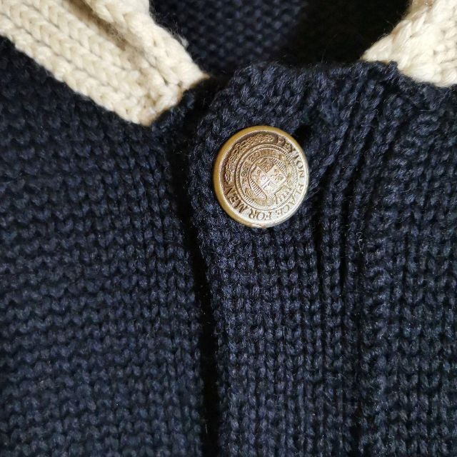 デザイン ニット セーター カーディガン ウール 金 メタル ボタン