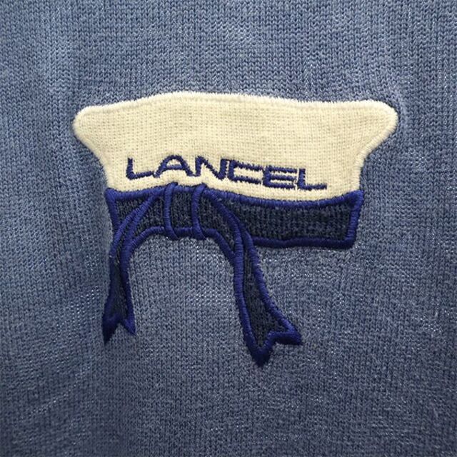 ランセル 刺繍 長袖コットンニット M ブルー×ホワイト LANCEL レディース   【221119】 5