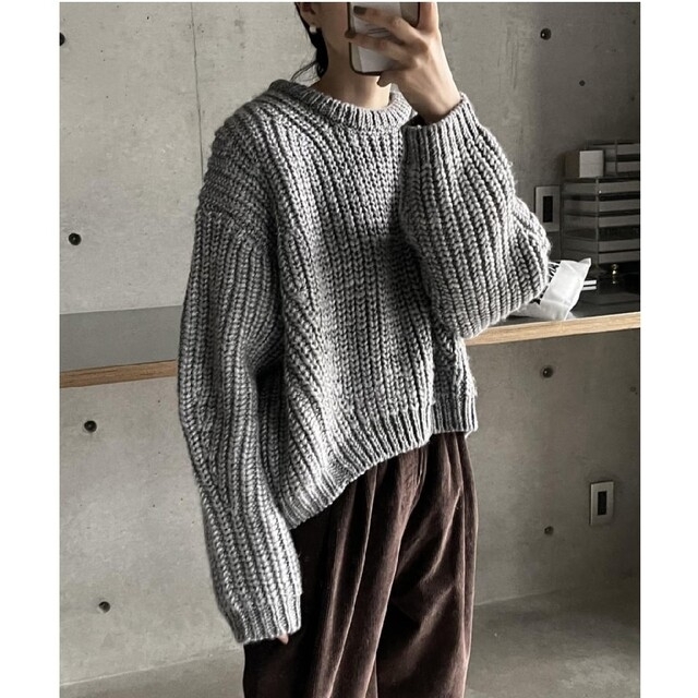 FASHIRUファシル新品バルキーリブニットgray