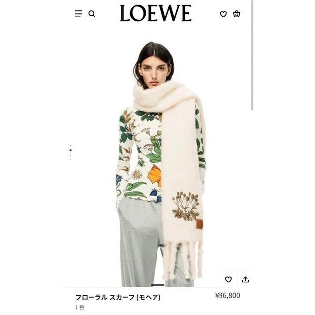 96800円素材LOEWE モヘア　マフラー　ホワイト