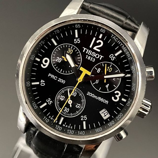【高級】ティソ/TISSOT/PRC200 デイト T461 黒/メンズ腕時計