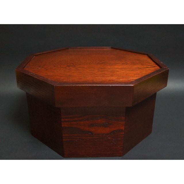 サイズ茶道具 欅製 大型八角茶櫃 けやき取込盆 美しい木目 直径31cm 