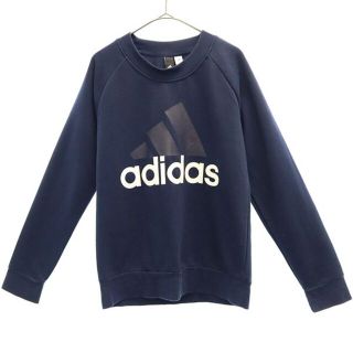 アディダス(adidas)のアディダス ロゴプリント スウェット OT ネイビー×ホワイト adidas 長袖トレーナー レディース 【中古】  【221230】(トレーナー/スウェット)