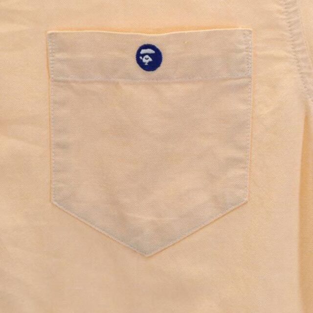 アベイシングエイプ 日本製 ロゴ刺繍 長袖 ボタンダウンシャツ M オレンジ A BATHING APE メンズ 【221006】 メール便可
