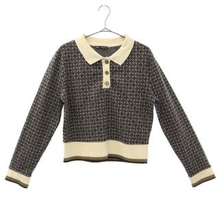 ザラ(ZARA)のザラ 総柄 長袖 ニット ポロシャツ L ZARA レディース 【中古】  【221007】(ポロシャツ)