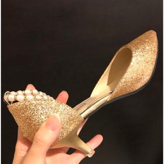 キラキラパンプス ラメ グリッター 結婚式 ポインテッドトゥ 23cm 新品(ハイヒール/パンプス)