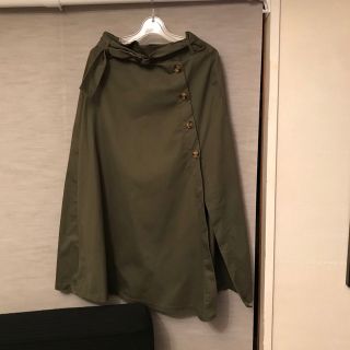 ザラ(ZARA)のZARA 前ボタンカーキロングスカート(ロングスカート)