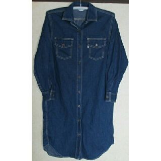 リーバイス(Levi's)のリーバイス デニム シャツ ワンピース M ビンテージ コート 古着 長袖 輸入(ひざ丈ワンピース)