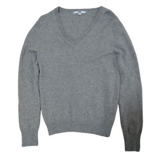 ユニクロ(UNIQLO)のUNIQLO ユニクロ　カシミヤ100% Vネックセーター　グレー　S(ニット/セーター)