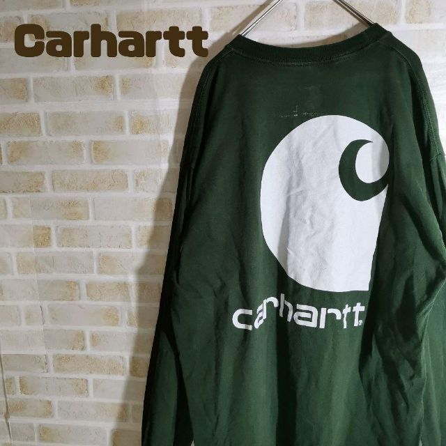 Carhartt カーハート ロンＴ 長袖 アースカラー L ワンポイントロゴ