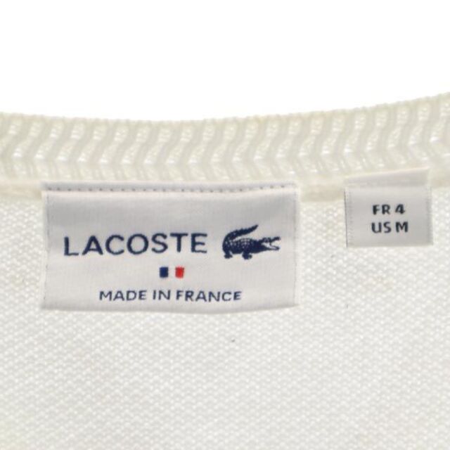 LACOSTE(ラコステ)のラコステ フランス製 ニット US M ホワイト系 LACOSTE 長袖 セーター ロゴ刺繍 メンズ 【中古】  【221026】 メンズのトップス(ニット/セーター)の商品写真