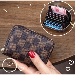 【SALE】カードケース チェック 市松模様 ブラウン　カード入れ  財布 (名刺入れ/定期入れ)