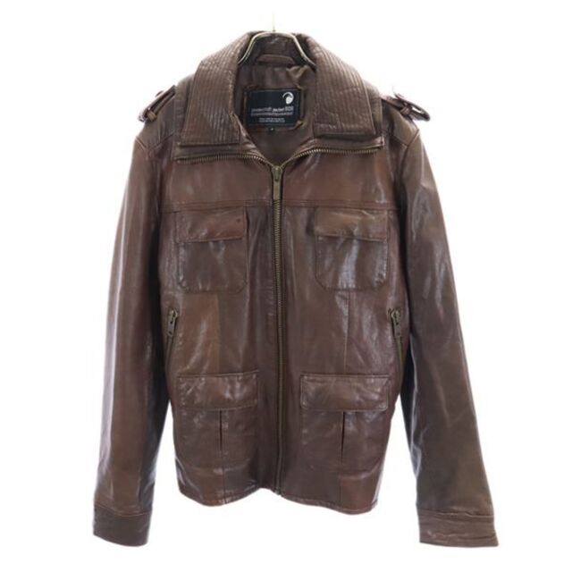 goosecraft jacket 506 ヤギ革 レザージャケット S 茶  ダブルカラー メンズ  【R221011】