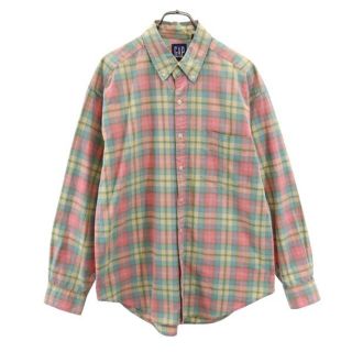 80s90s 英国製 ギャップ GAP チェック柄 コットンニット ベスト 紺