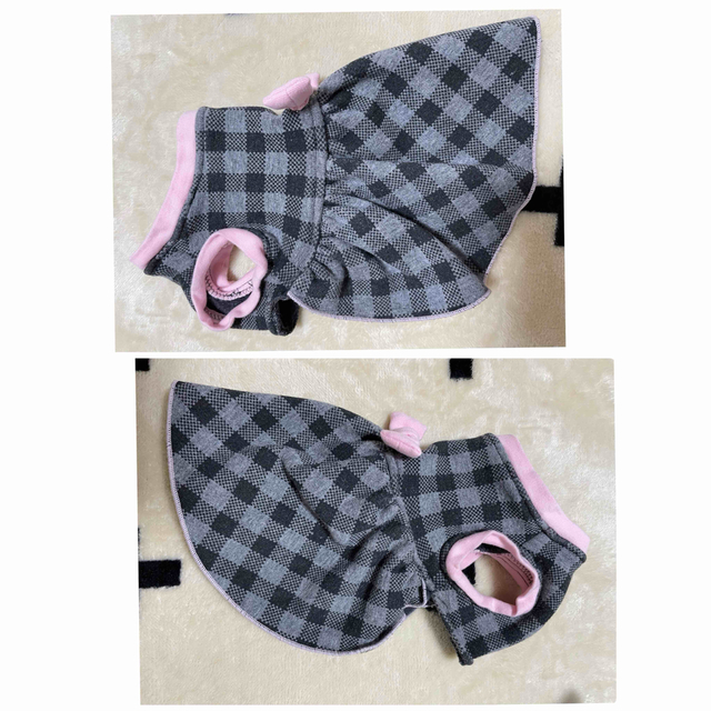 小型犬用　ワンピース　秋冬　ハンドメイド ハンドメイドのペット(ペット服/アクセサリー)の商品写真