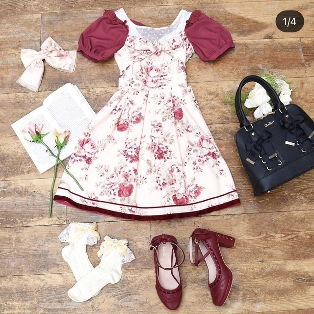 LIZLISA リズリサ ワンピース 花柄 アンティーク ボルドー LIZLISA リズリサ ワンピース 花柄 アンティーク ボルドー
