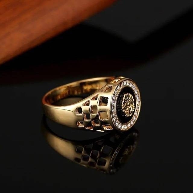 【SALE】リング メンズ ライオンヘッド ゴールド 金色 合金 指輪 21号 メンズのアクセサリー(リング(指輪))の商品写真