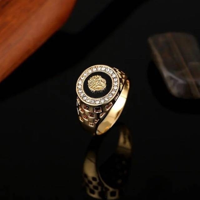 【SALE】リング メンズ ライオンヘッド ゴールド 金色 合金 指輪 21号 メンズのアクセサリー(リング(指輪))の商品写真