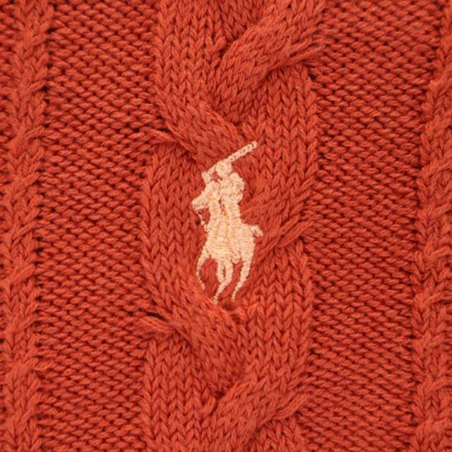 POLO RALPH LAUREN(ポロラルフローレン)のポロラルフローレン ケーブル ニットパーカー S オレンジ系 POLO RALPH LAUREN 長袖 セーター レディース 【中古】  【221026】 レディースのトップス(ニット/セーター)の商品写真