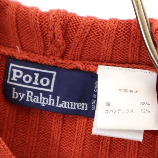 POLO RALPH LAUREN(ポロラルフローレン)のポロラルフローレン ケーブル ニットパーカー S オレンジ系 POLO RALPH LAUREN 長袖 セーター レディース 【中古】  【221026】 レディースのトップス(ニット/セーター)の商品写真