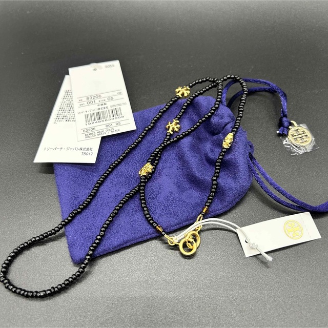 Tory Burch(トリーバーチ)のTORYBURCH トリーバーチ マスクチェーン　ブラックビーズ　未使用保管品 レディースのアクセサリー(ネックレス)の商品写真