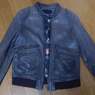 ヒステリックグラマー(HYSTERIC GLAMOUR)のHystericGlamour レザーシングルライダース★ブラウン(ライダースジャケット)