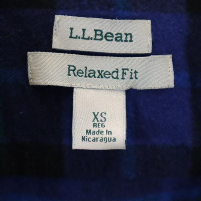 エルエルビーン フーデッド チェック ジャケット XS ネイビー系 L.L.Bean ロゴ レディース   【221024】 6