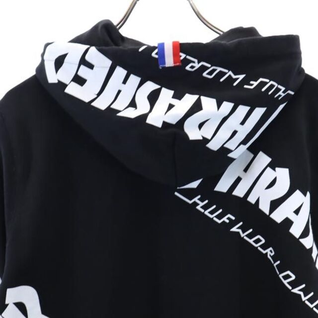 ハフ THRASHER ロゴプリント スウェットパーカー S 黒 HUF スラッシャーコラボ メンズ 【中古】 【221030】