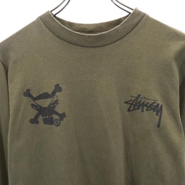 ステューシー バックプリント ロゴ 長袖 Tシャツ S カーキグリーン STUSSY ロンT メンズ 【中古】 【221012】