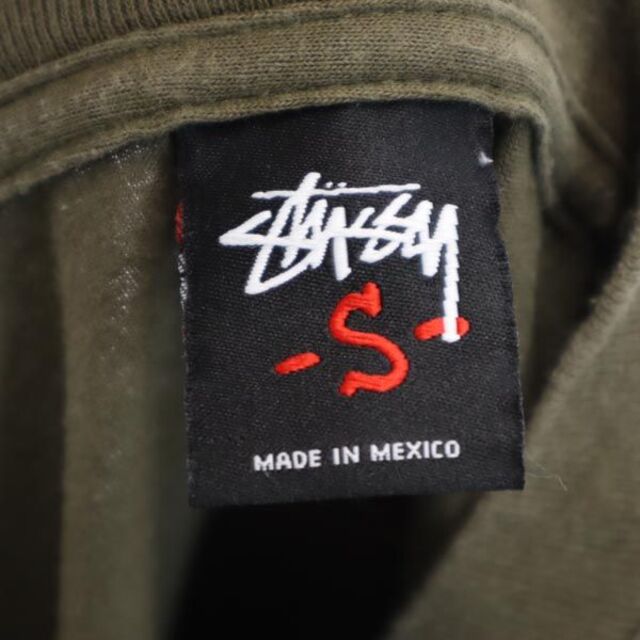 ステューシー バックプリント ロゴ 長袖 Tシャツ S カーキグリーン STUSSY ロンT メンズ 【中古】 【221012】