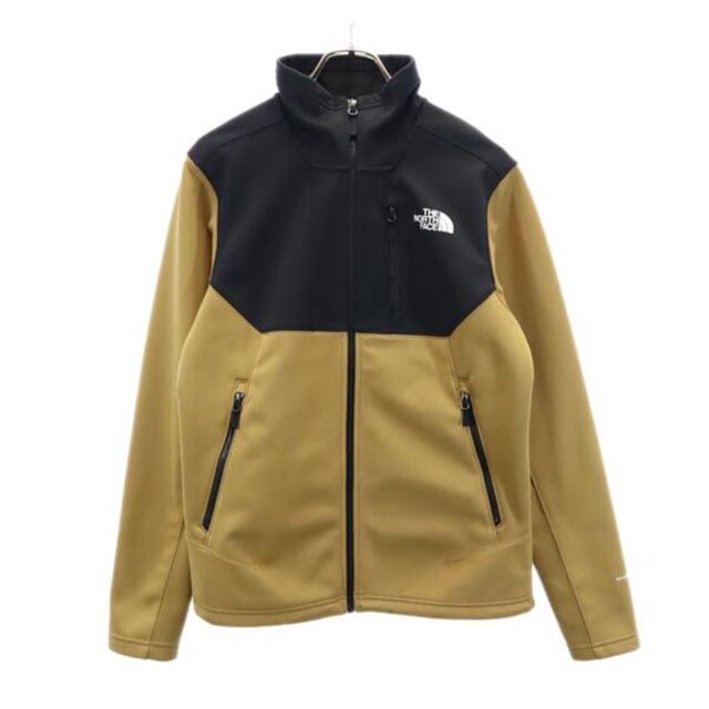 ザノースフェイス WINDWALL ロゴプリント ジャケット S ベージュ×黒 THE NORTH FACE アウトドア メンズ   【221028】サイズ表記