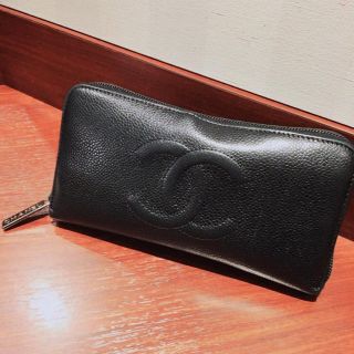 シャネル(CHANEL)のCHANEL キャビアスキン ラウンドファスナー 長財布(財布)