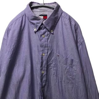 トミーヒルフィガー(TOMMY HILFIGER)の【オールド】トミーヒルフィガー TOMMY 長袖シャツ L 紫 胸ロゴ 古着(シャツ)