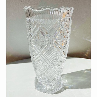 Vintage 70's Glass Flower Vase カッティングガラス(花瓶)