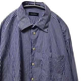 ノーティカ(NAUTICA)の【希少】ノーティカ nautica ストライプシャツ 長袖 輸入古着 XL相当(シャツ)