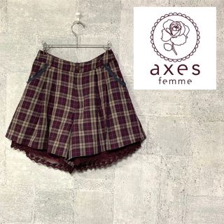 アクシーズファム(axes femme)のaxesfemme 裾レース　チェック柄ショートパンツ(ショートパンツ)