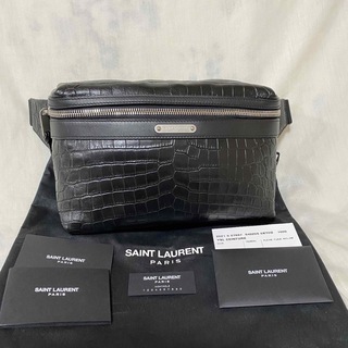 サンローラン(Saint Laurent)の新品 本物 正規品 サンローラン メンズ レザー ボディバッグ クロコ型押し 黒(ボディーバッグ)
