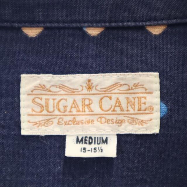 シュガーケーン ドット刺繍 長袖 ボタンダウンシャツ M 15-15 1/2 ネイビー系 SUGAR CANE メンズ   【221025】 メール便可 8