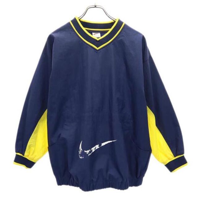 ナイキ 90s 白タグ ナイロン プルオーバー ジャケット L(14-16) 紺 NIKE Vネック ウインドブレーカー キッズ 【中古】  【221025】 | フリマアプリ ラクマ