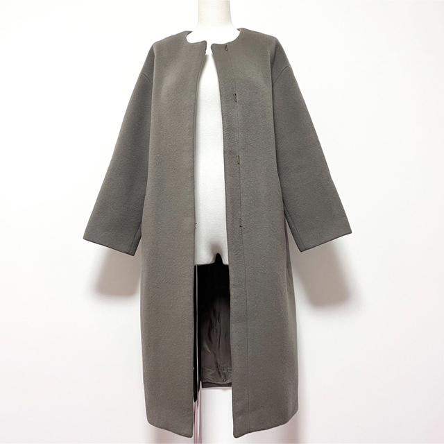 定価4.9万】IENA イエナ ラムウール ノーカラー ホック ロング コート
